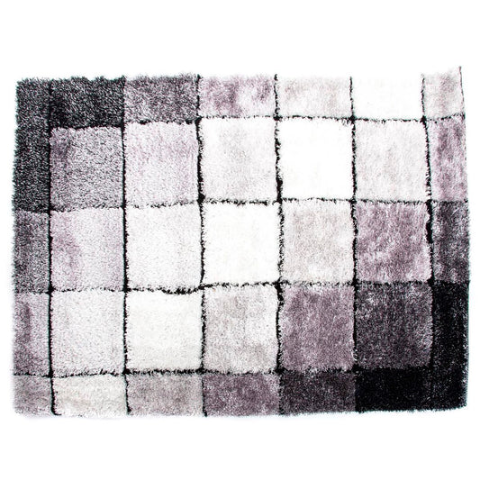 DKD Home Decor Rug 160 x 230 x 2 cm Black Polyester White Checkered