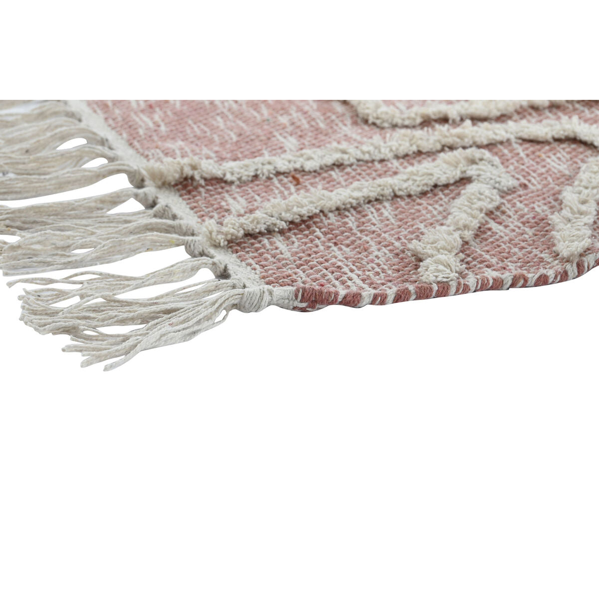 Rug DKD Home Decor Pink Terracotta White Urban Fringe (120 x 180 x 1 cm)