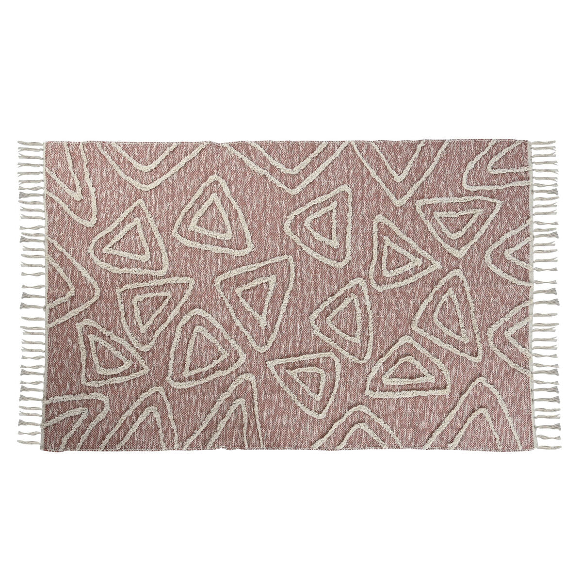 Rug DKD Home Decor Pink Terracotta White Urban Fringe (120 x 180 x 1 cm)