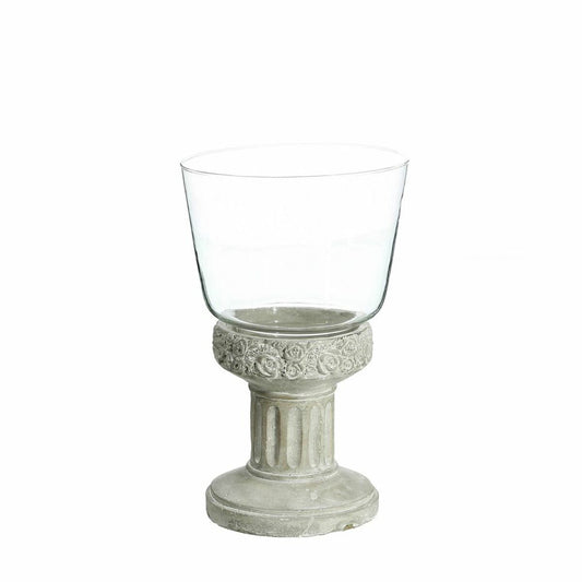 Candle holder 17.5 x 17.5 x 29.5 cm Cement Gray Glass