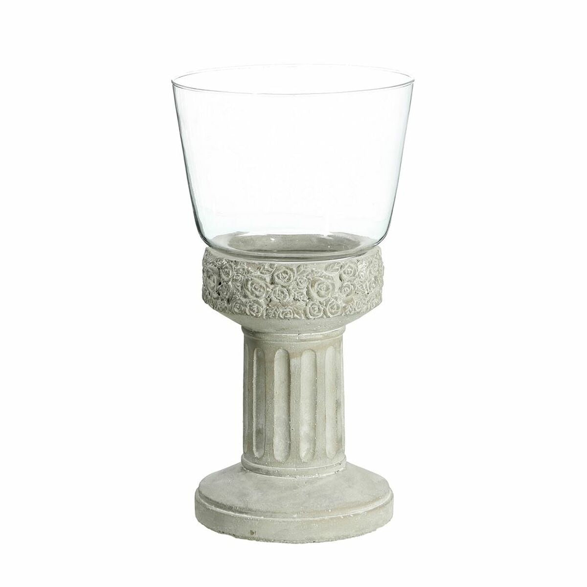 Candle holder 17.5 x 17.5 x 33.5 cm Cement Gray Glass