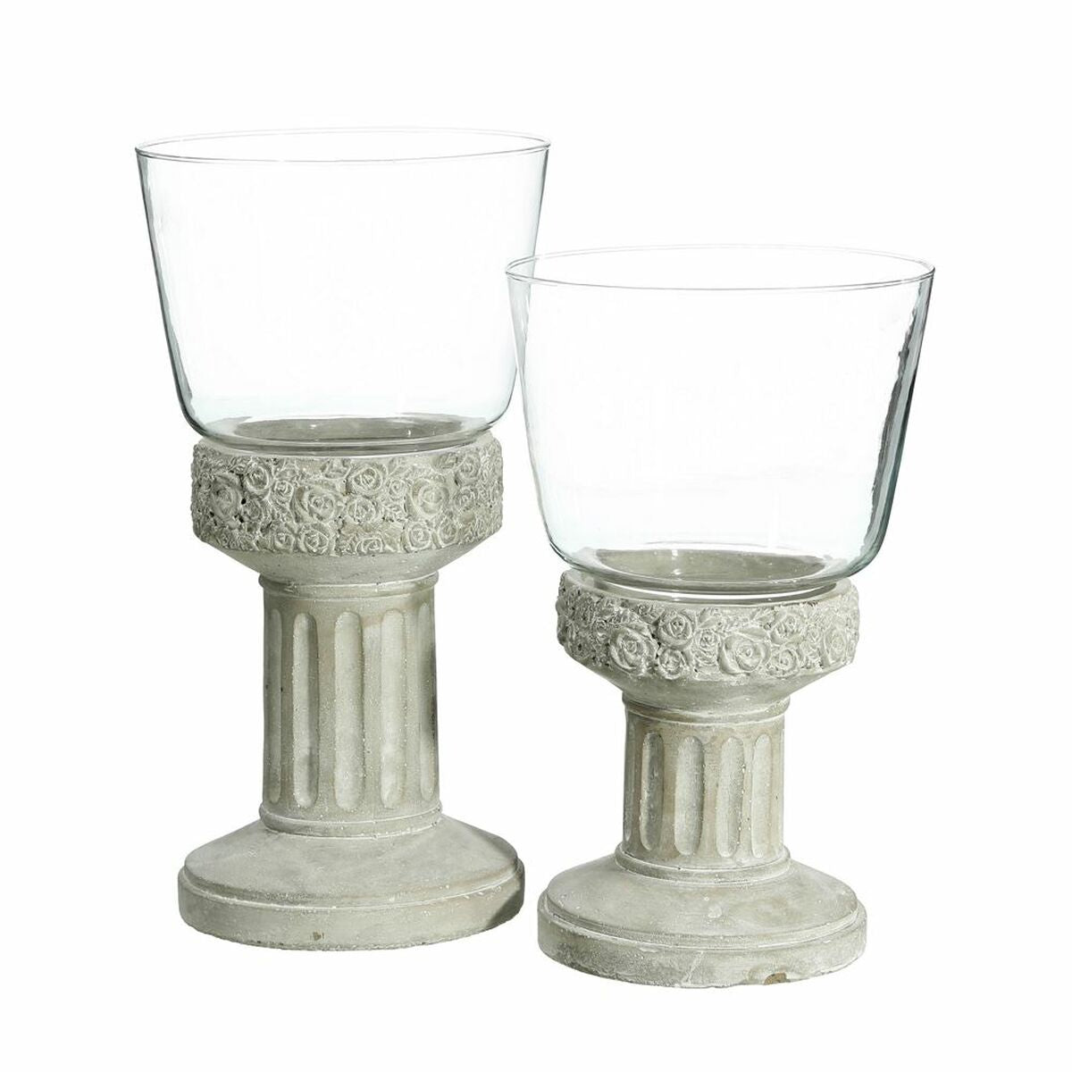 Candle holder 17.5 x 17.5 x 33.5 cm Cement Gray Glass