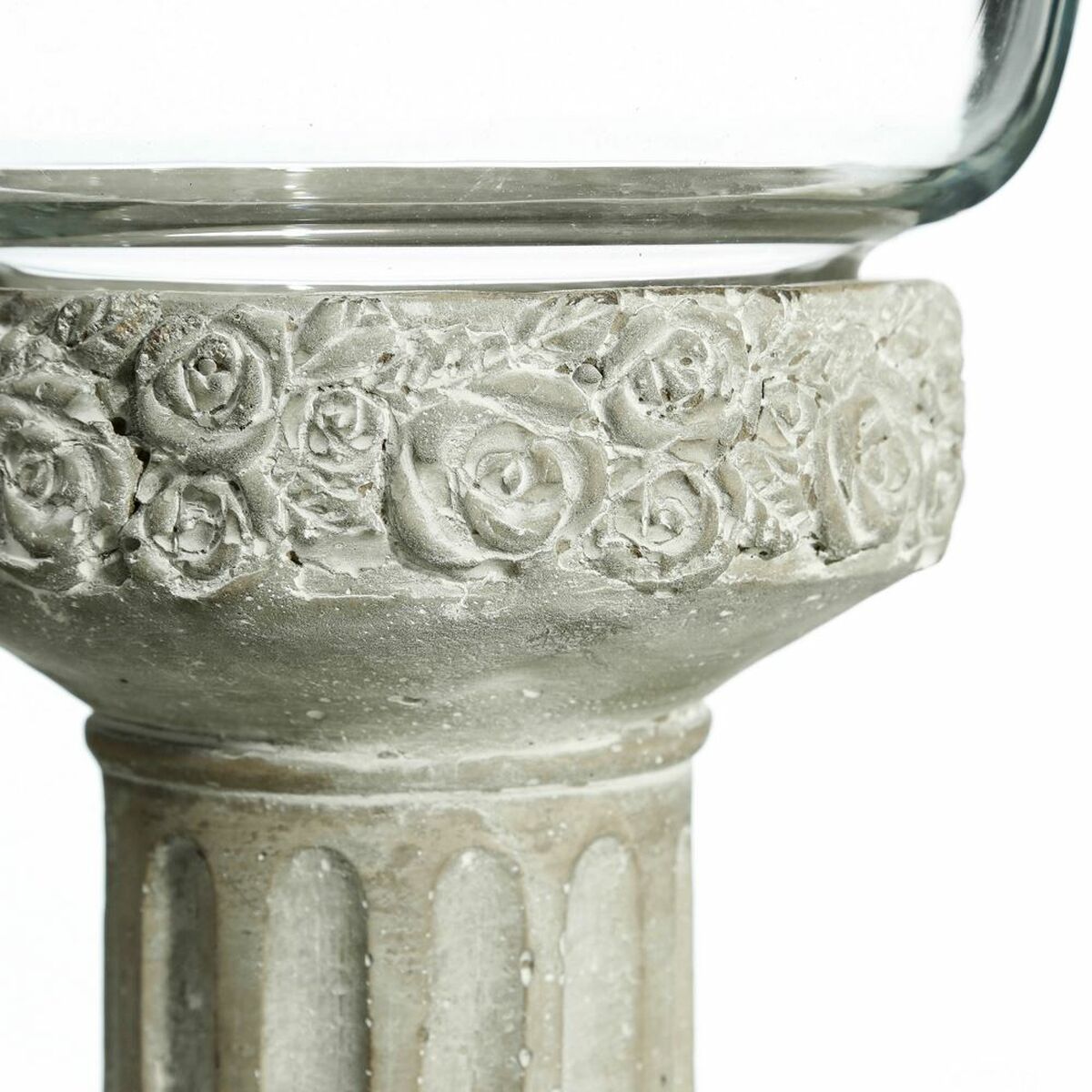 Candle holder 17.5 x 17.5 x 33.5 cm Cement Gray Glass