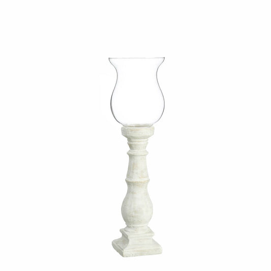 Candle holder 20.5 x 20.5 x 71 cm Glass White Cement