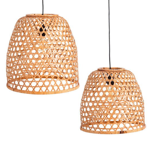 Luminária de teto de bambu natural 42 x 42 x 42 cm (2 unidades)