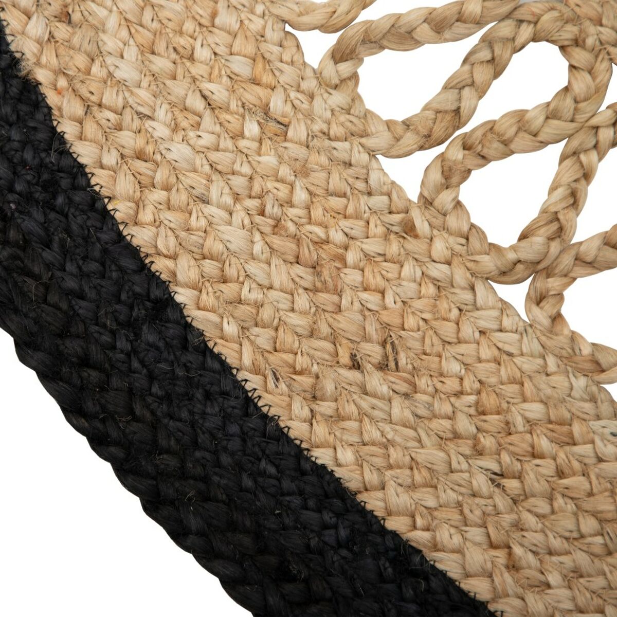 Rug 120 x 120 x 1 cm Natural Black Jute