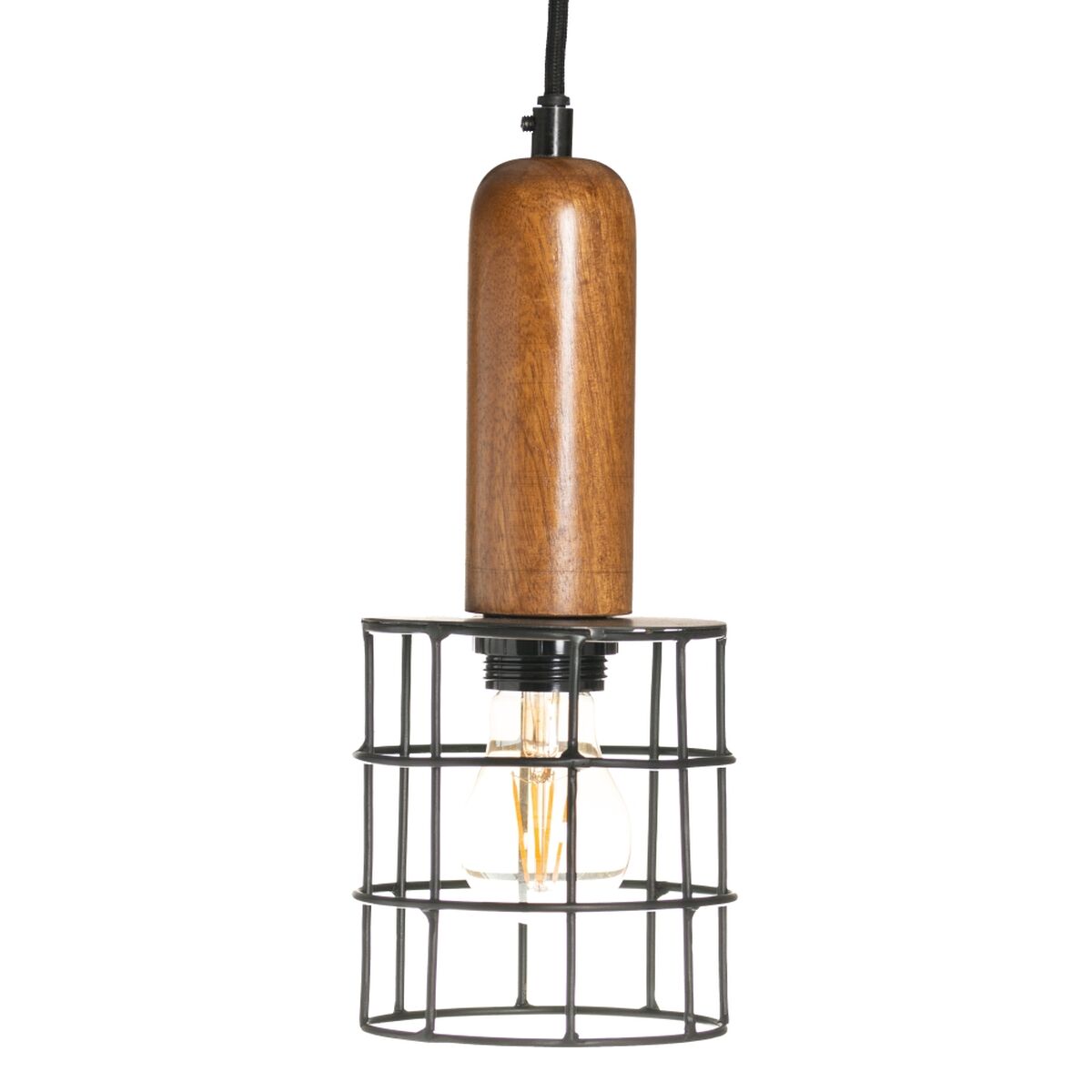 Ceiling Lamp 12 x 12 x 27 cm Natural Gold Wood Iron