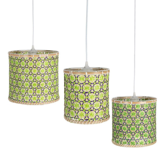 Ceiling Lamp 32 x 32 x 29 cm Natural Green Bamboo (3 Units)