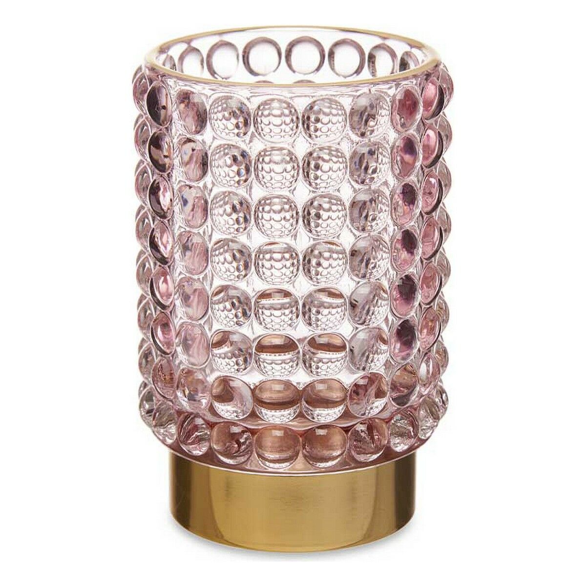 Dotted Rose Gold Glass Candle Holder (8.5 x 12.5 x 8.5 cm)