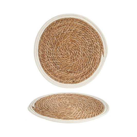 Trivet de fibra natural branco/marrom (35 x 1 x 35 cm)