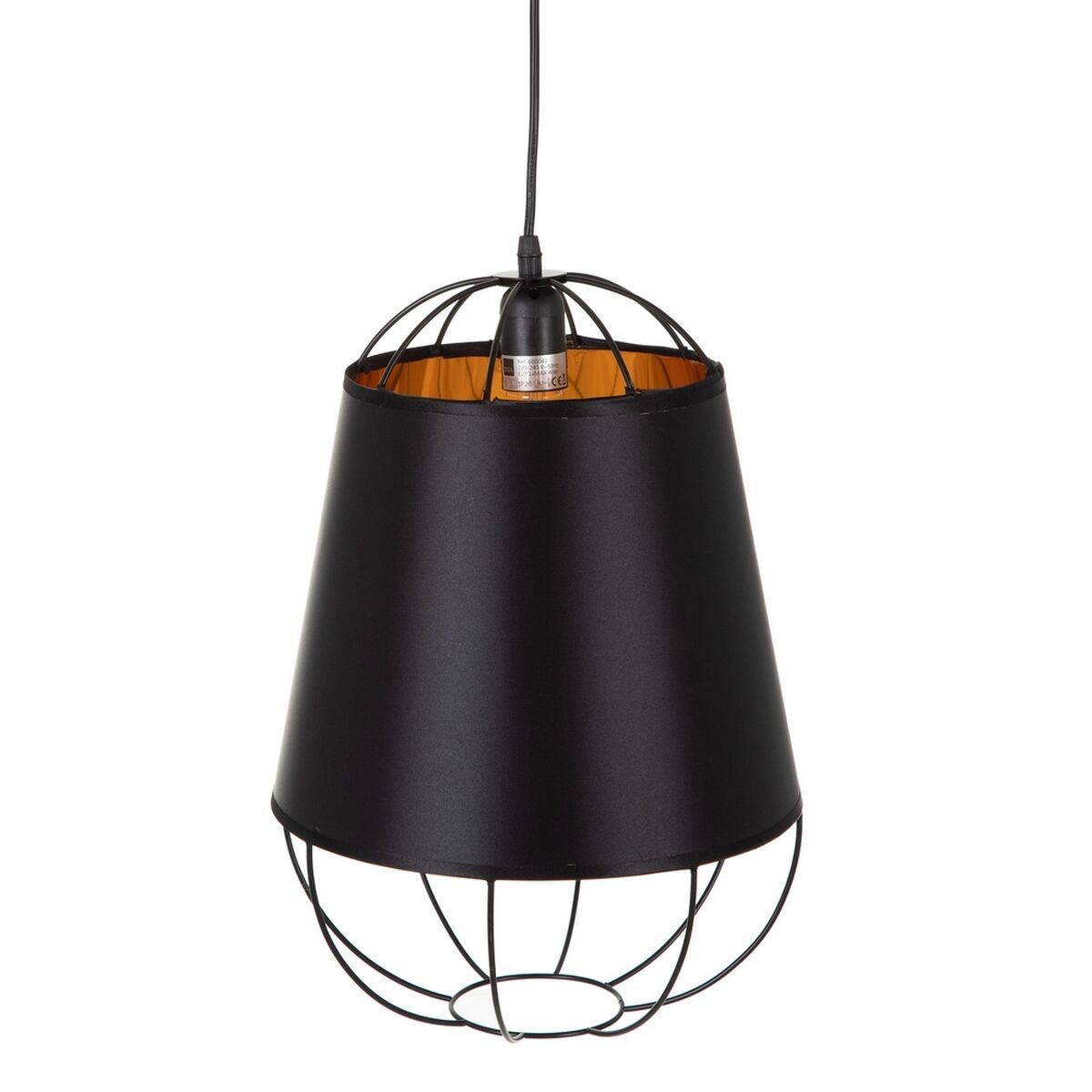 Ceiling Lamp Synthetic Fabric Black Gold Metal 30 x 30 x 41 cm