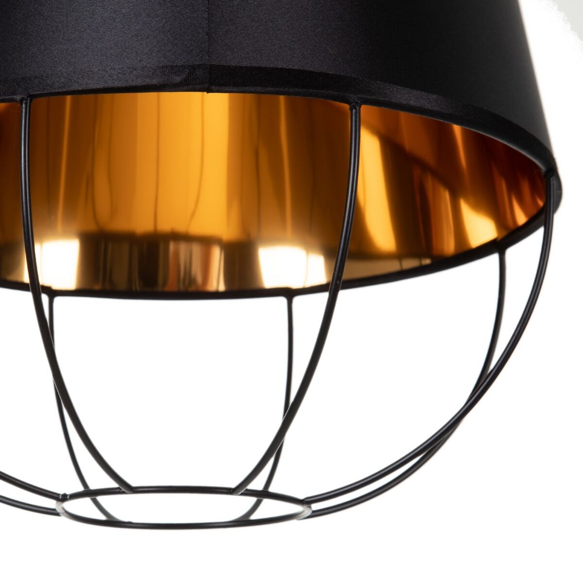 Ceiling Lamp Synthetic Fabric Black Gold Metal 30 x 30 x 41 cm