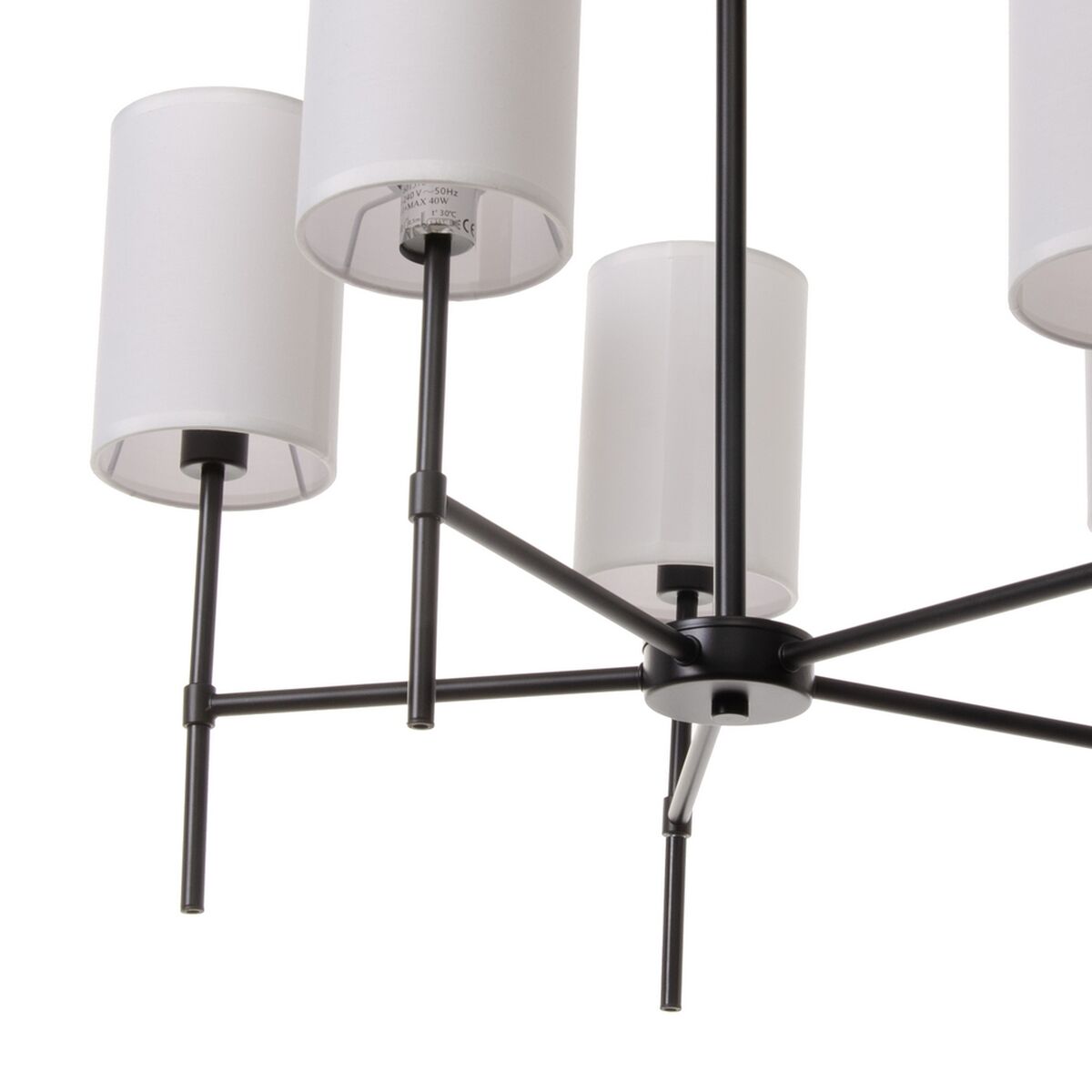 Ceiling Lamp 64 x 64 x 38 cm Synthetic Fabric Black Metal White