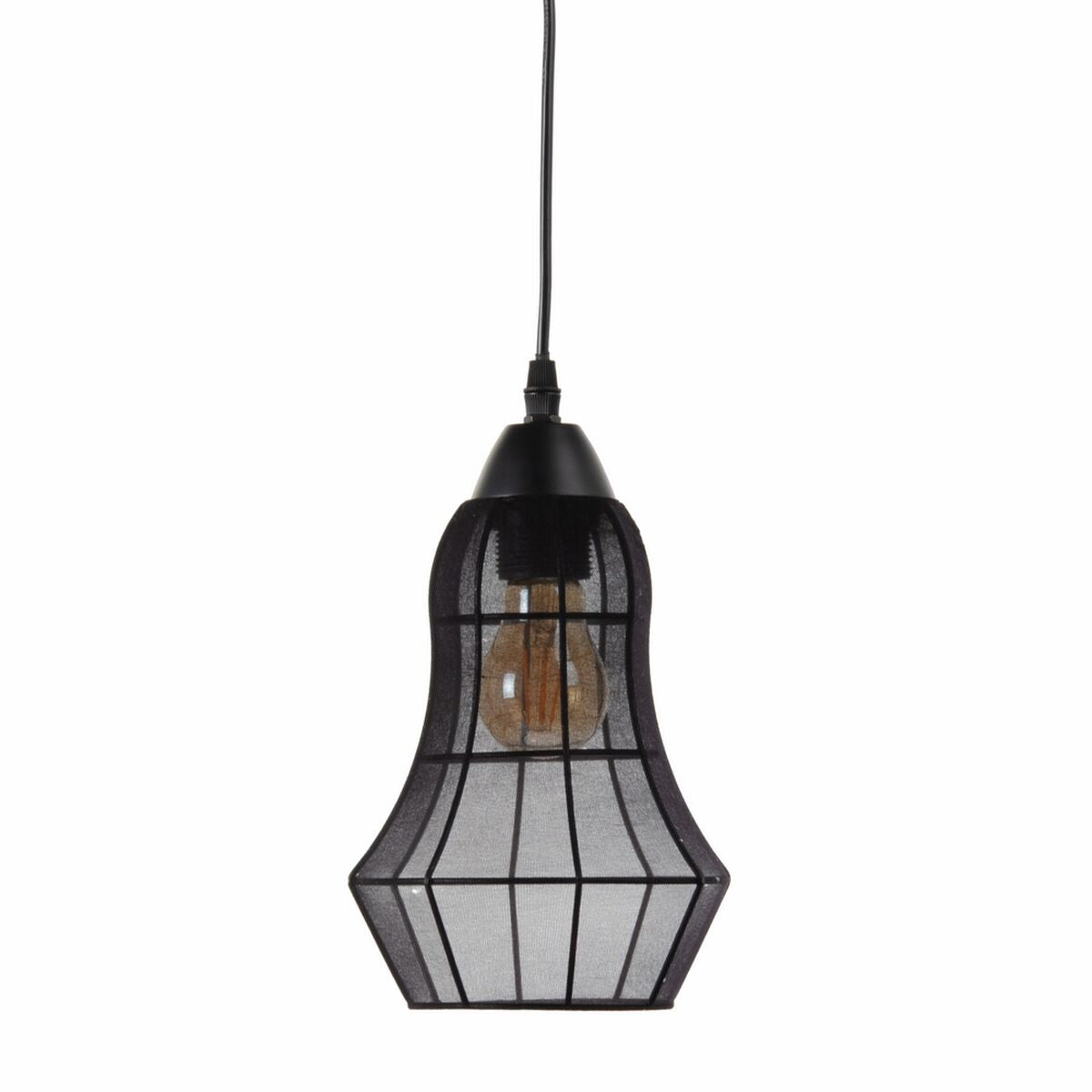 Ceiling Lamp Synthetic Fabric Black Metal