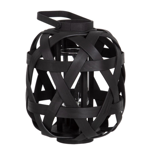 Lantern 26 x 26 x 32 cm Black Bamboo Candle Holder