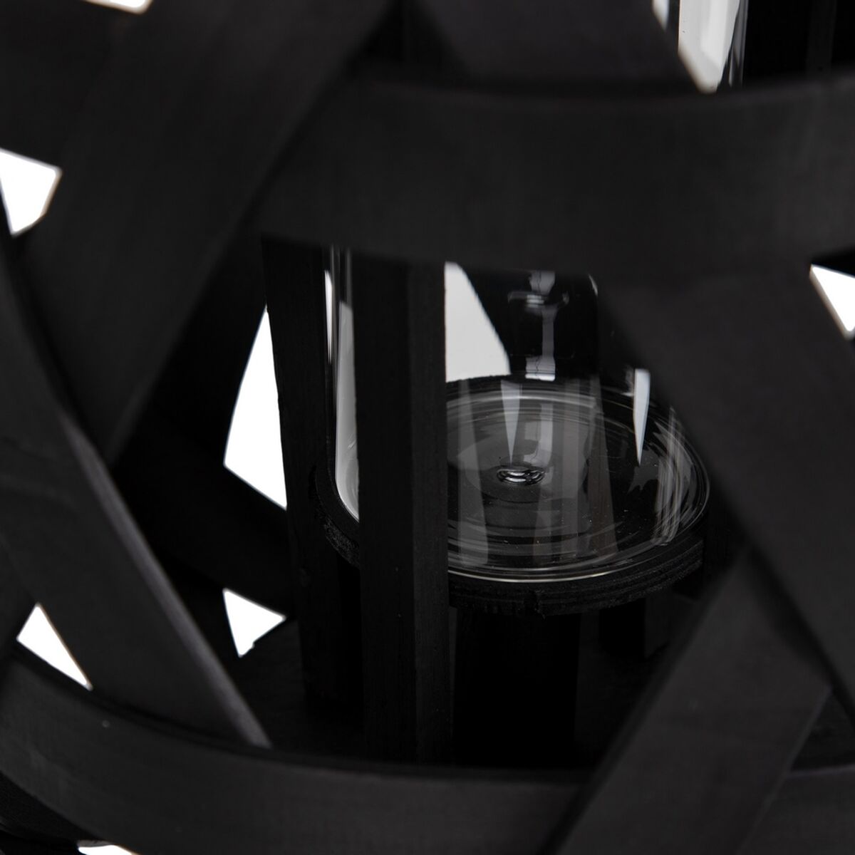 Lantern 26 x 26 x 32 cm Black Bamboo Candle Holder