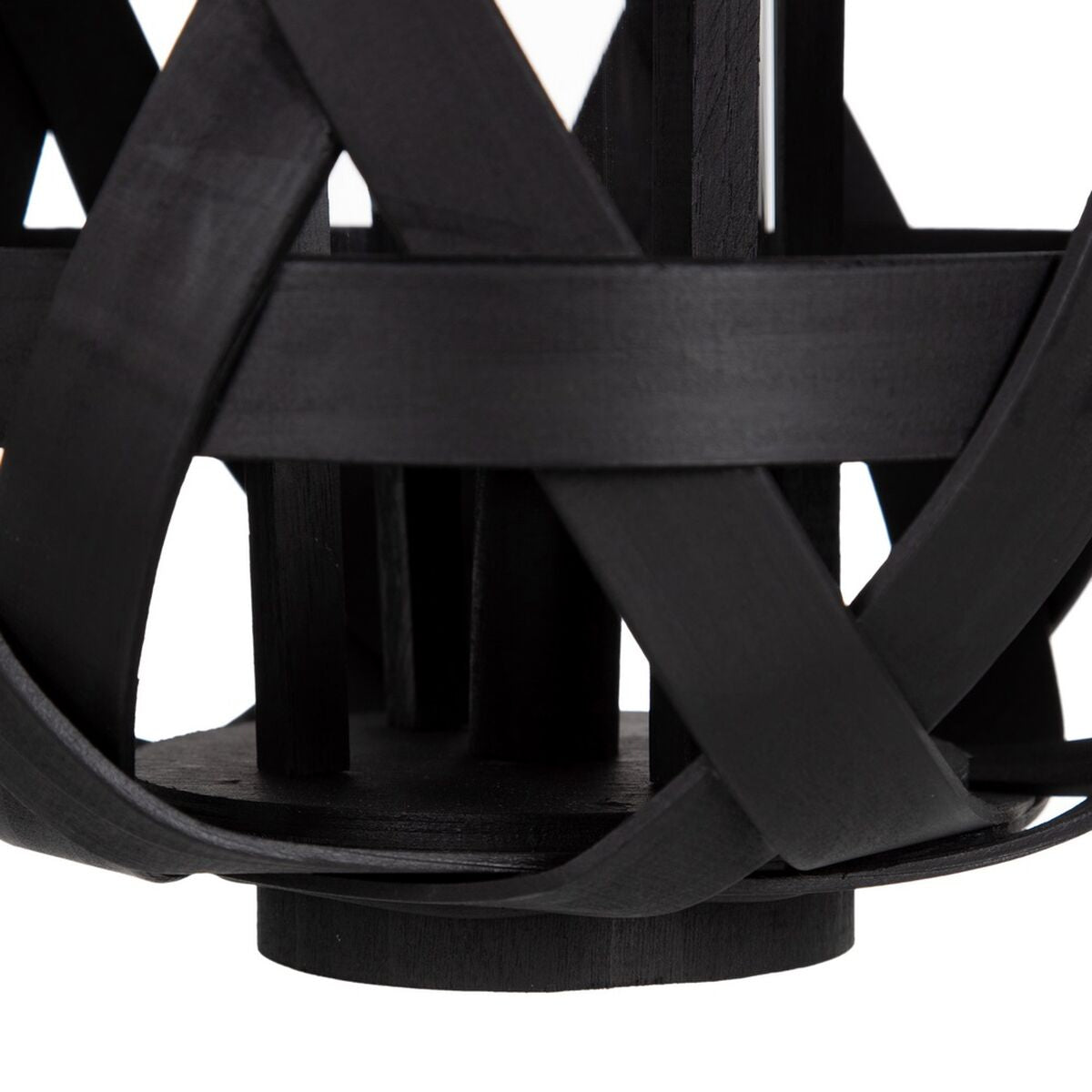 Lantern 26 x 26 x 32 cm Black Bamboo Candle Holder