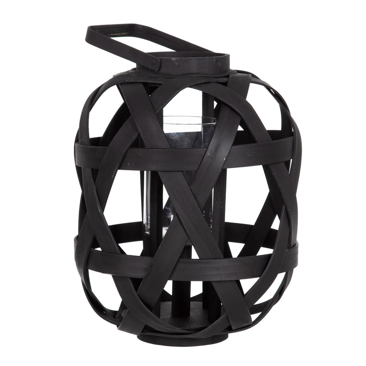 Lantern 29 x 29 x 37 cm Black Bamboo Candle Holder