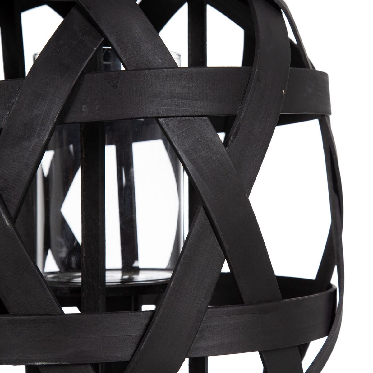 Lantern 29 x 29 x 37 cm Black Bamboo Candle Holder