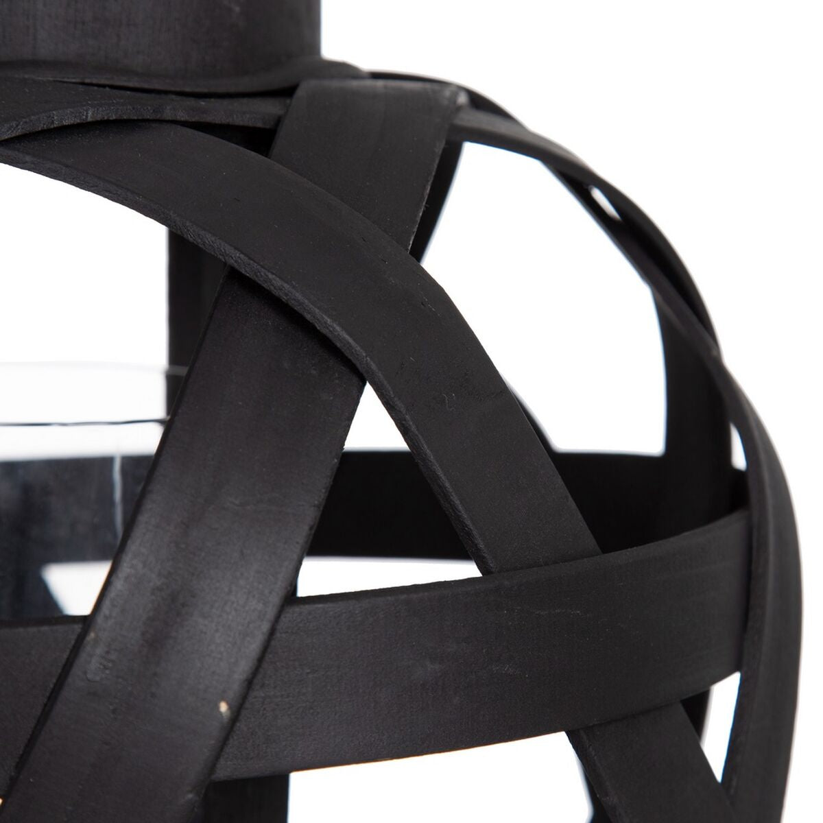 Lantern 29 x 29 x 37 cm Black Bamboo Candle Holder