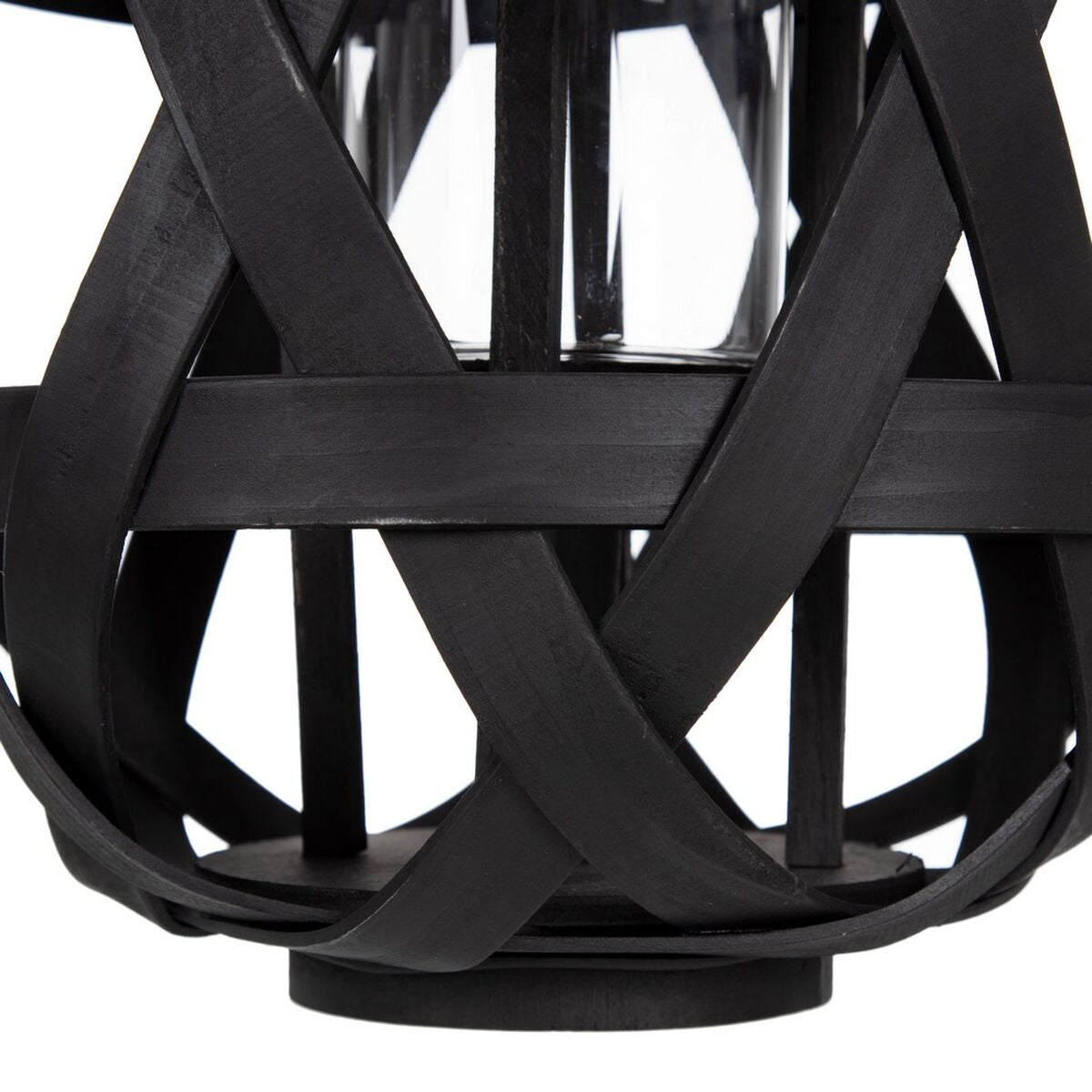 Lantern 29 x 29 x 37 cm Black Bamboo Candle Holder