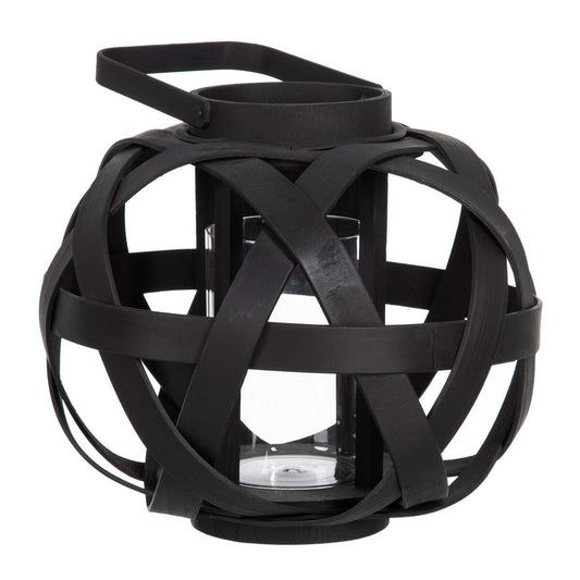 Lantern Candle Holder Black Bamboo 30 x 30 x 26 cm