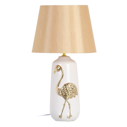 Ceramic Table Lamp Synthetic Fabric Gold White 32 x 32 x 43 cm