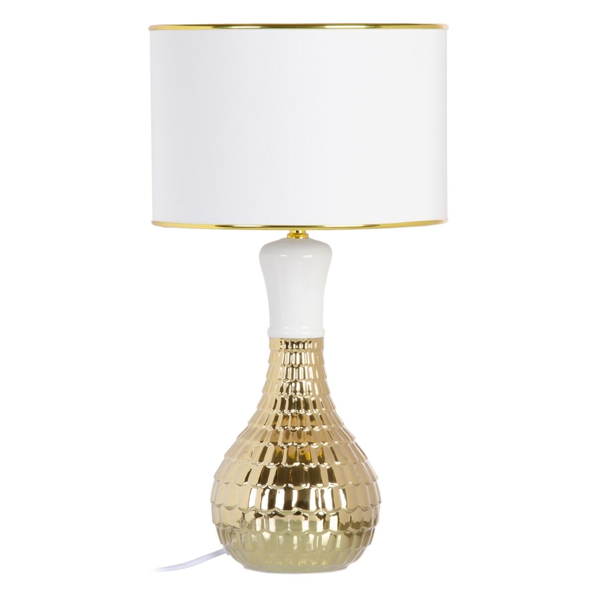 Table Lamp 32 x 32 x 45.5 cm Ceramic Synthetic Fabric Gold White