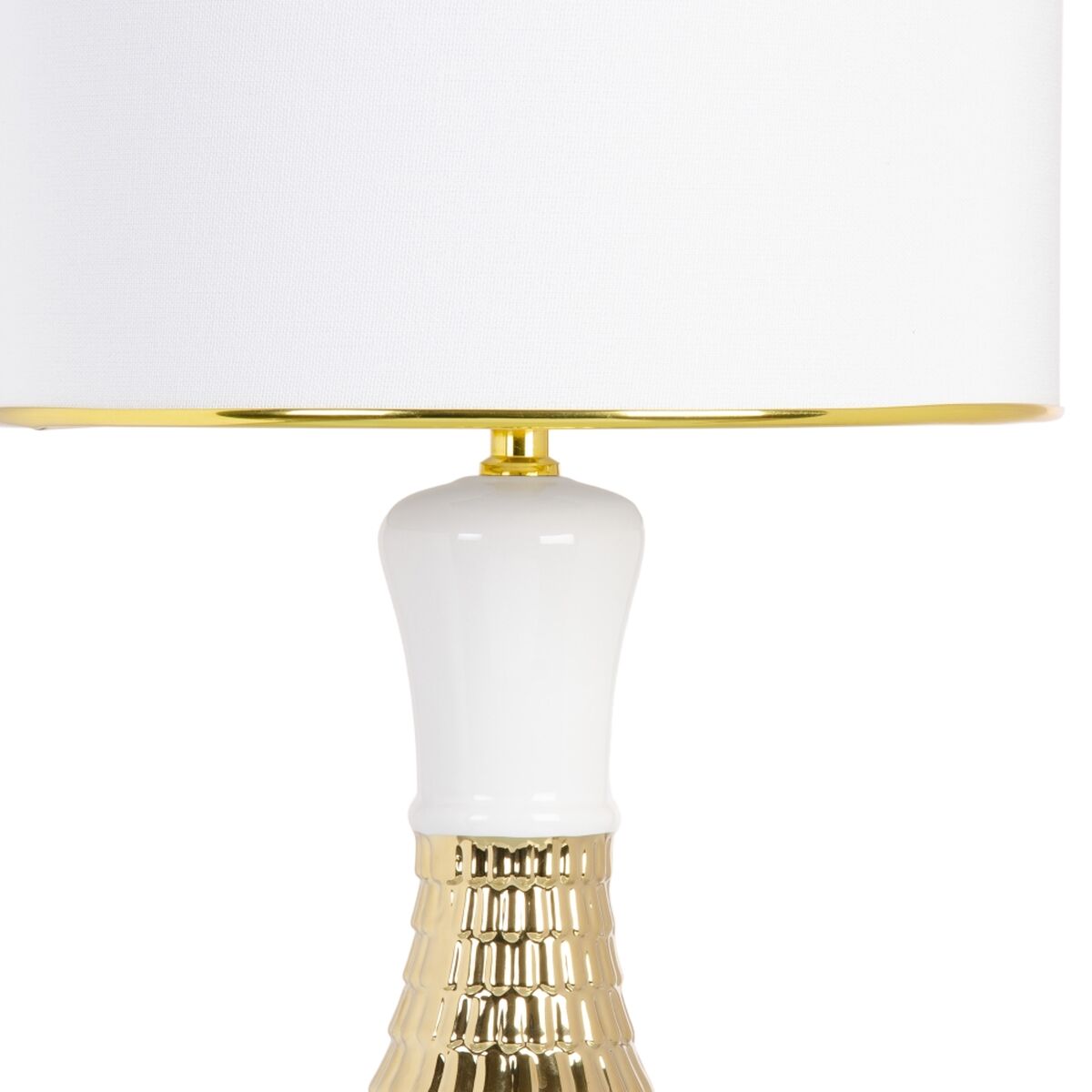 Table Lamp 32 x 32 x 45.5 cm Ceramic Synthetic Fabric Gold White