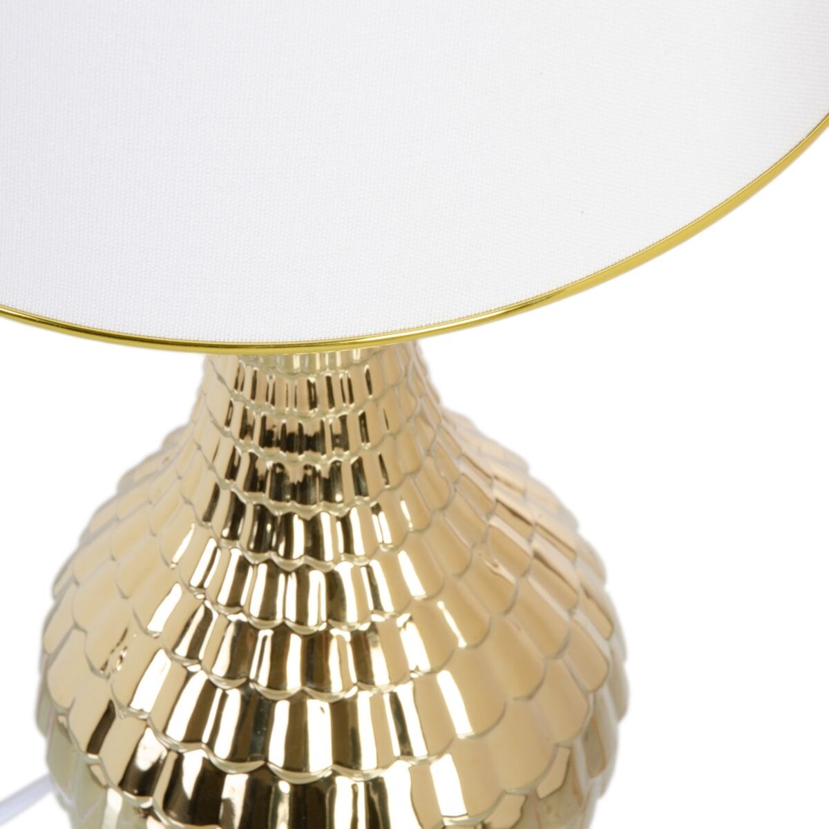 Table Lamp 32 x 32 x 45.5 cm Ceramic Synthetic Fabric Gold White