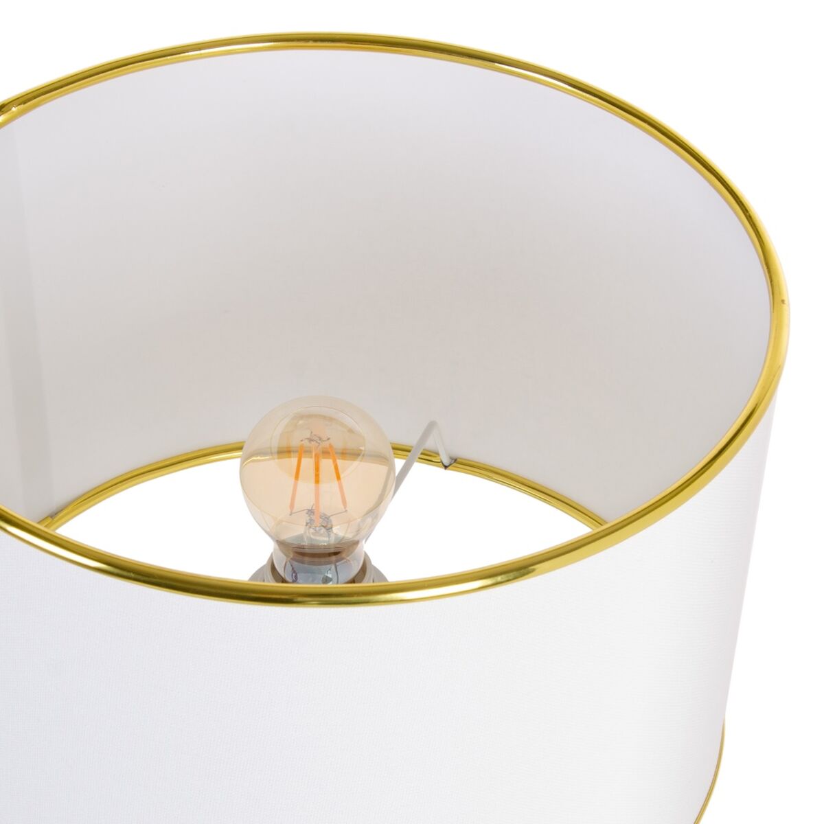 Table Lamp 32 x 32 x 45.5 cm Ceramic Synthetic Fabric Gold White