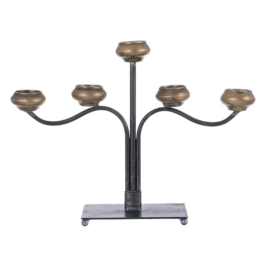 Candelabro 41 x 12 x 30,5 cm Negro Dorado Metal