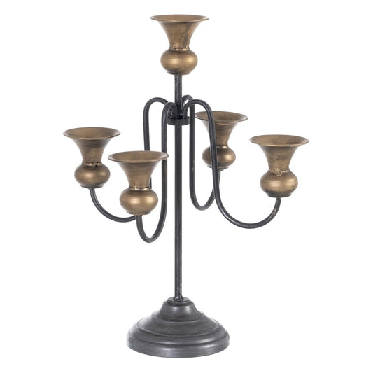 Candlestick 27.5 x 27.5 x 44.5 cm Black Gold Metal