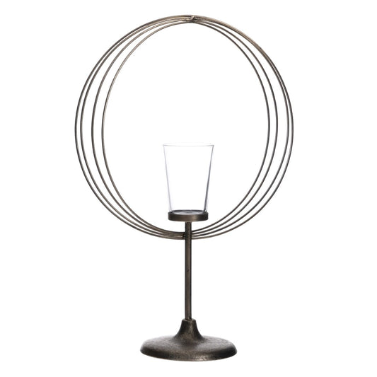 Candle holder 32.5 x 14.3 x 49.5 cm Glass Metal Silver