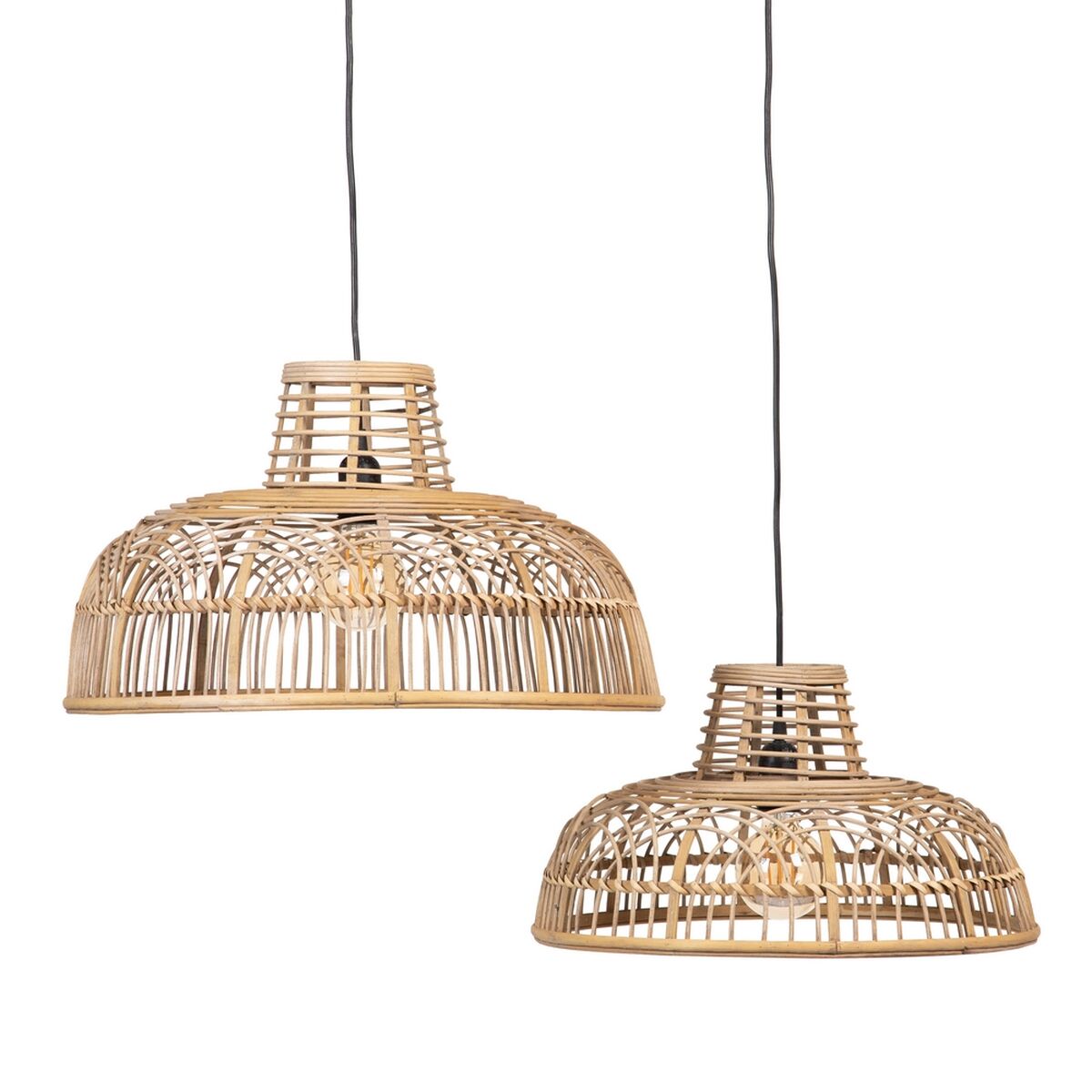 Ceiling Lamp 51.5 x 51.5 x 30 cm Natural Rattan (2 Units)