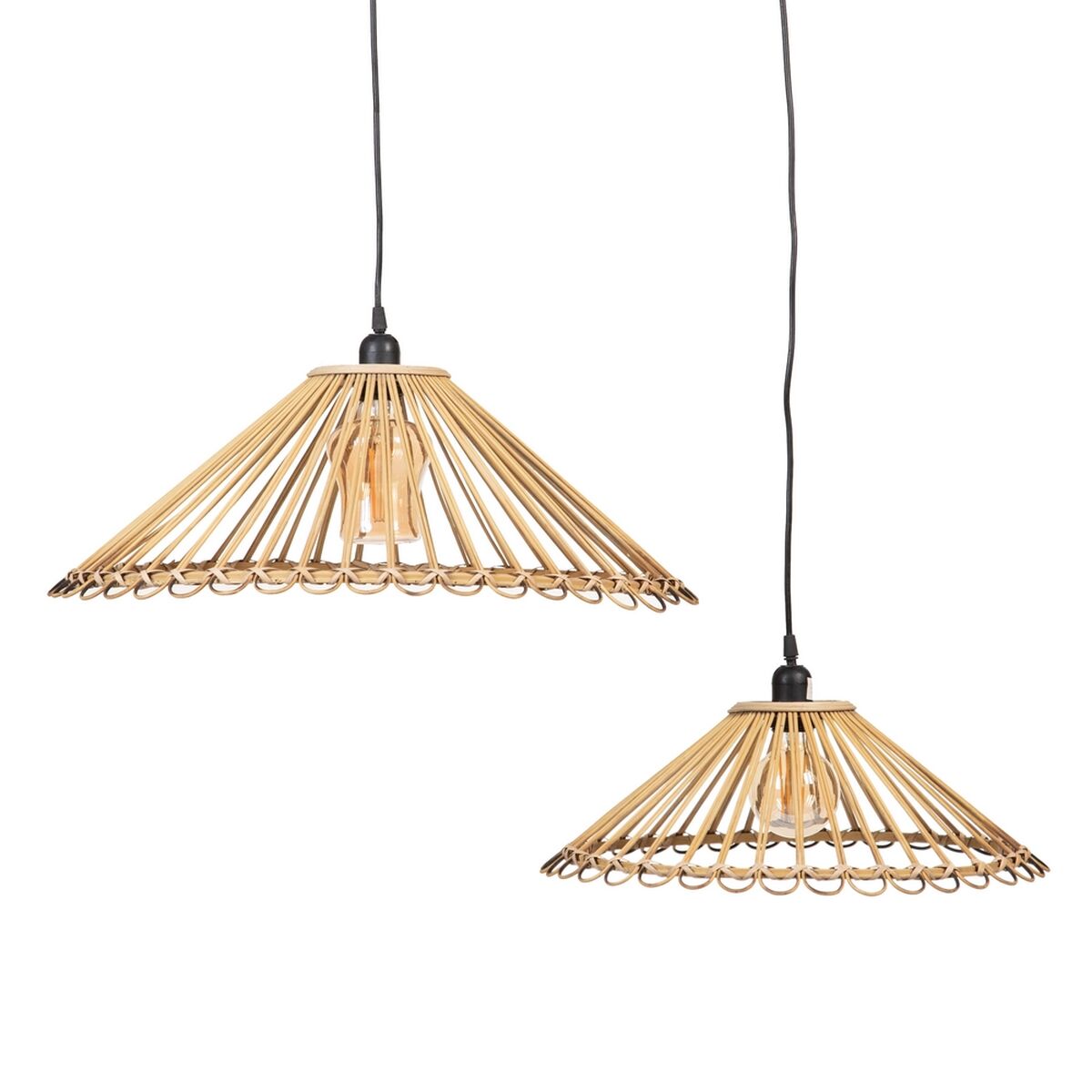 Ceiling Lamp 57 x 57 x 20.5 cm Natural Bamboo (2 Units)