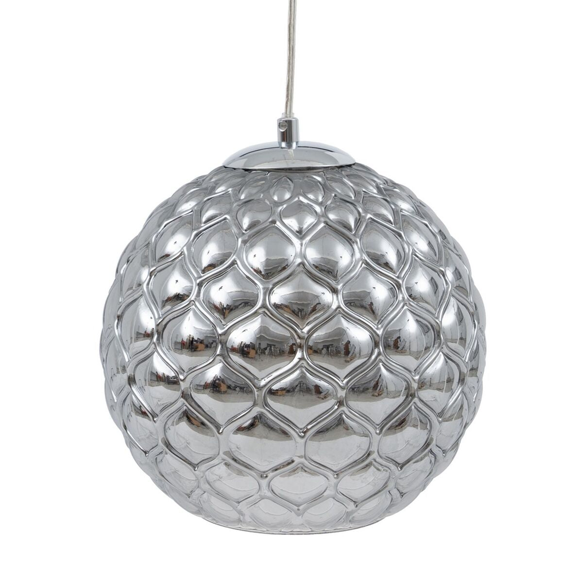 Iron Silver Glass Ceiling Lamp 23 x 23 x 21.5 cm