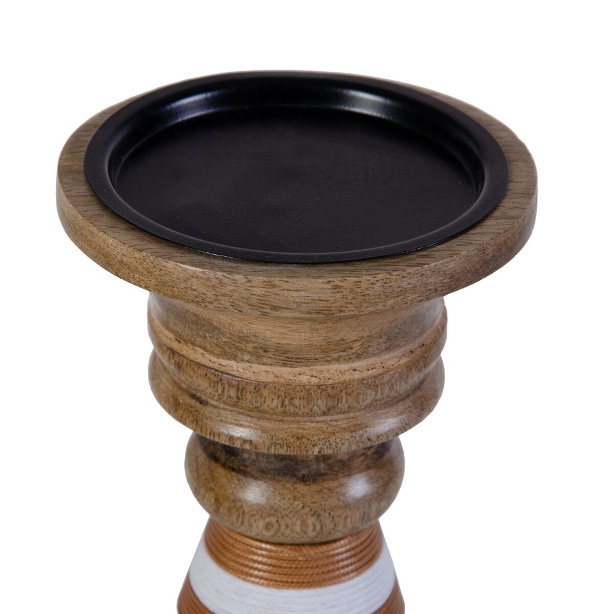 Brown mango wood candle holder 12 x 12 x 23 cm