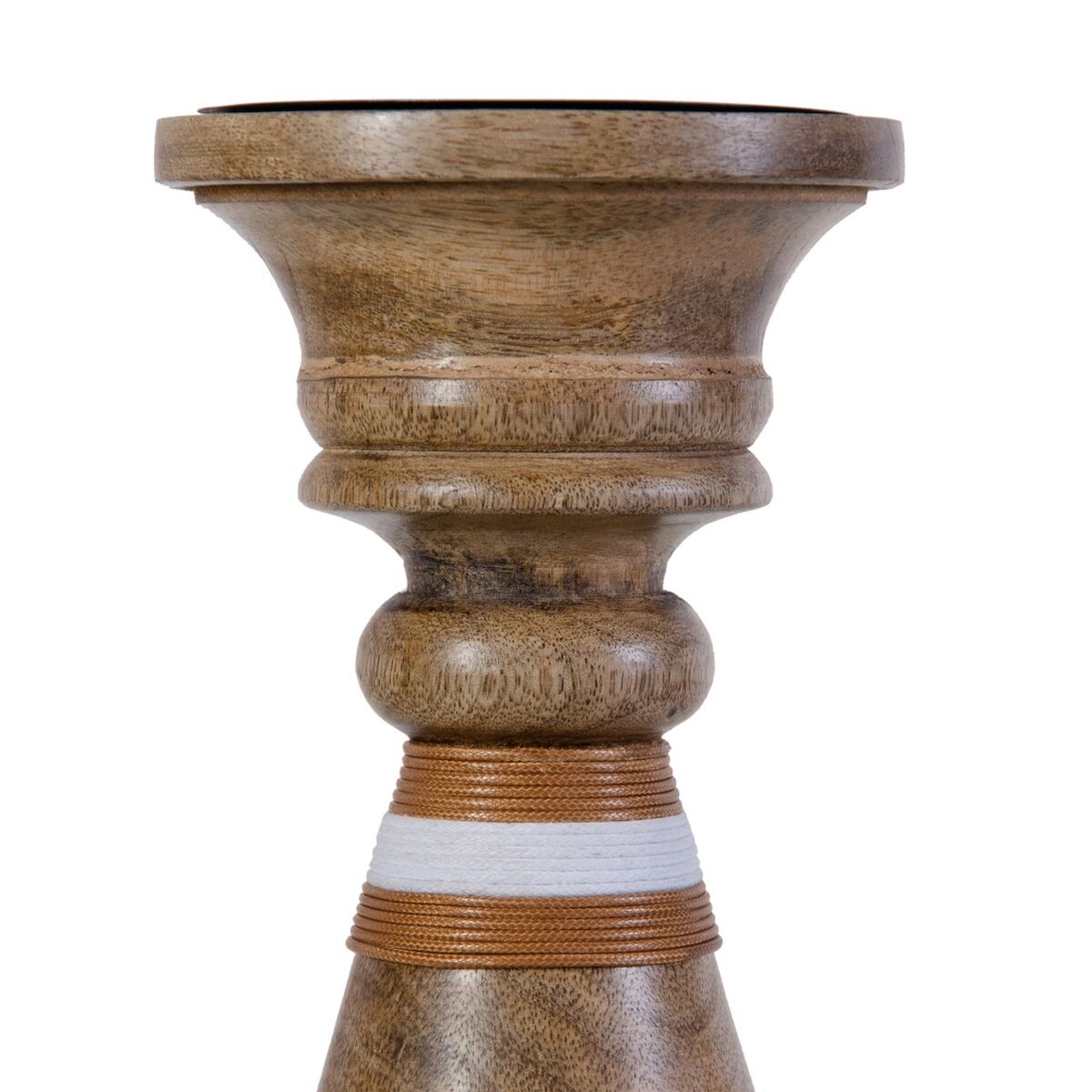 Brown mango wood candle holder 12 x 12 x 23 cm