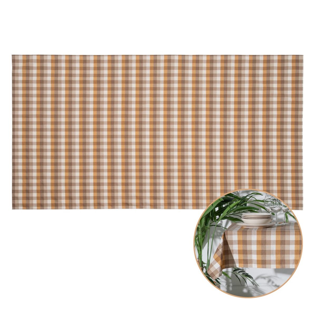 Ocher Polyester Tablecloth 100% cotton 140 x 240 cm