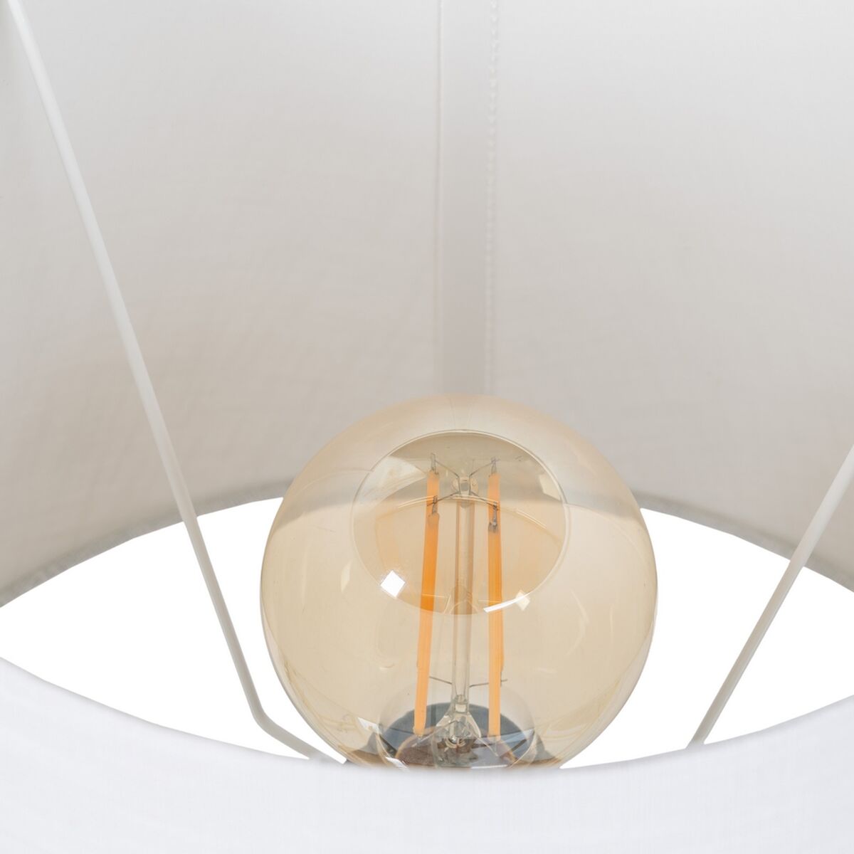 Lámpara de mesa Tejido Sintético Dorado Metal 30 x 30 x 47 cm