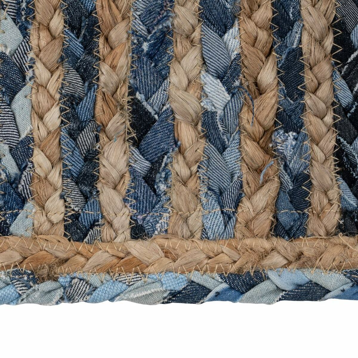 Natural Blue Cotton Jute Rug 230 x 160 cm