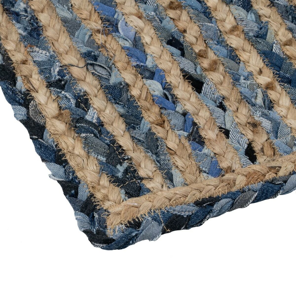 Natural Blue Cotton Jute Rug 230 x 160 cm