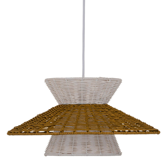 Ceiling Lamp 40.5 x 40.5 x 20 cm Metal White Green Rattan