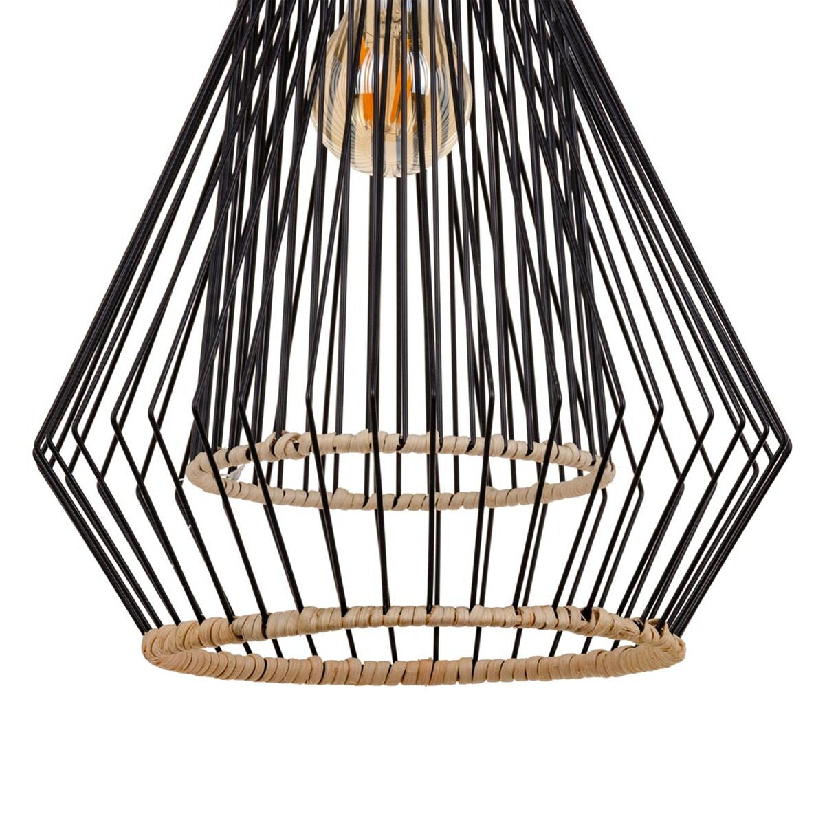 Ceiling Lamp 28 x 28 x 36 cm White Metal Rattan