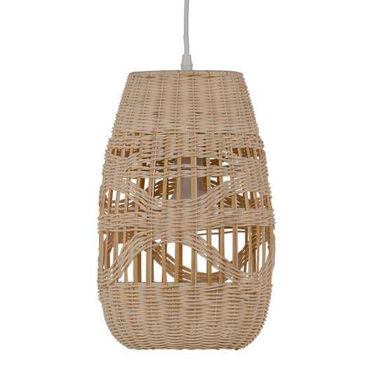 Ceiling Lamp 21.5 x 21.5 x 34.5 cm Metal Cream Rattan