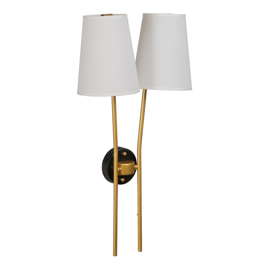 Wall Lamp 32 x 16 x 64 cm Synthetic Fabric Black Gold Metal Modern