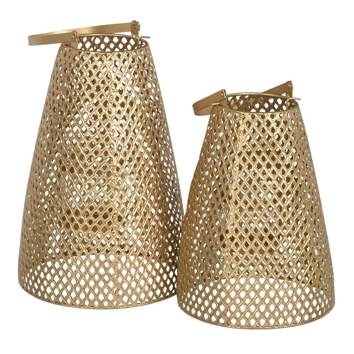 Gold Metal Candle Holder Lantern 20 x 20 x 31 cm (2 Units)