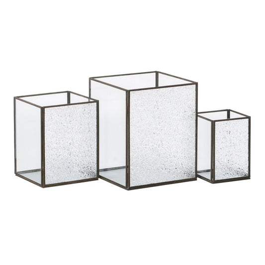 Gold Crystal Metal Candle Holder 18 x 18 x 22 cm (3 Units)