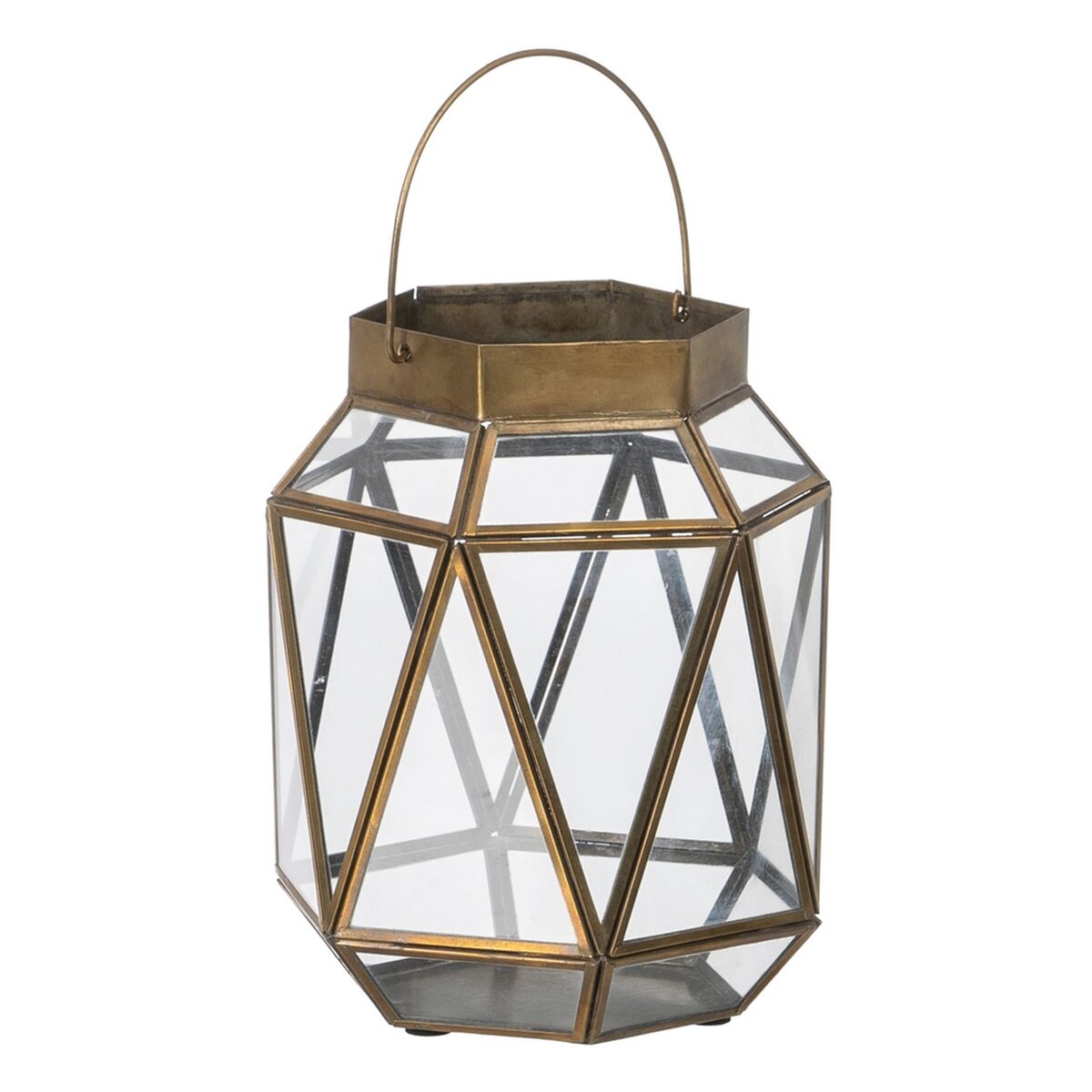 Lantern Candle Holder Crystal Gold Metal 17 x 17 x 22 cm